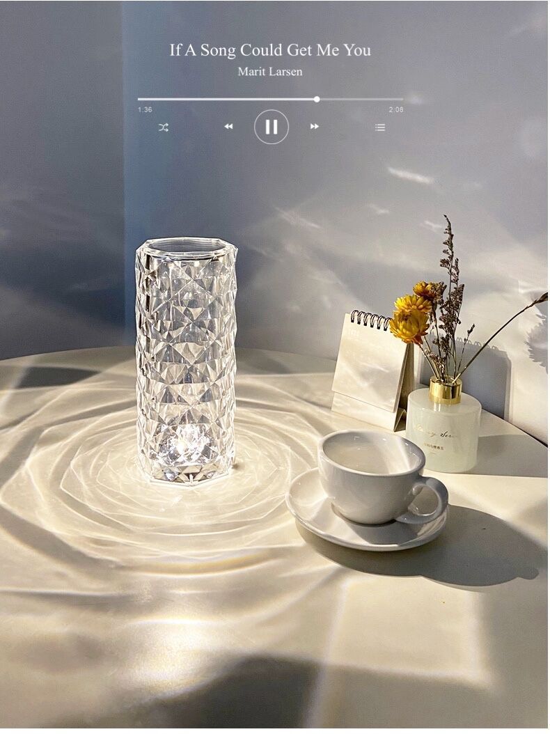 西班牙水晶台灯 网红氛围玫瑰灯北欧创意小夜灯 床头装饰钻石台灯详情12