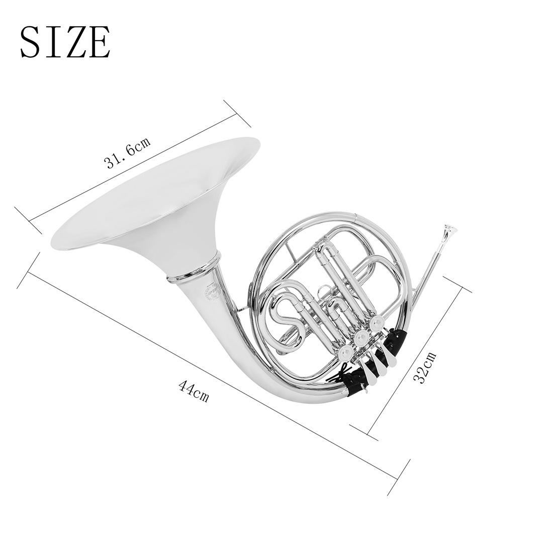 MBAT nickel-plated French horn Bb key split flat three-key French horn orchestra plays brass French horn, a brass wind instrument pic 2