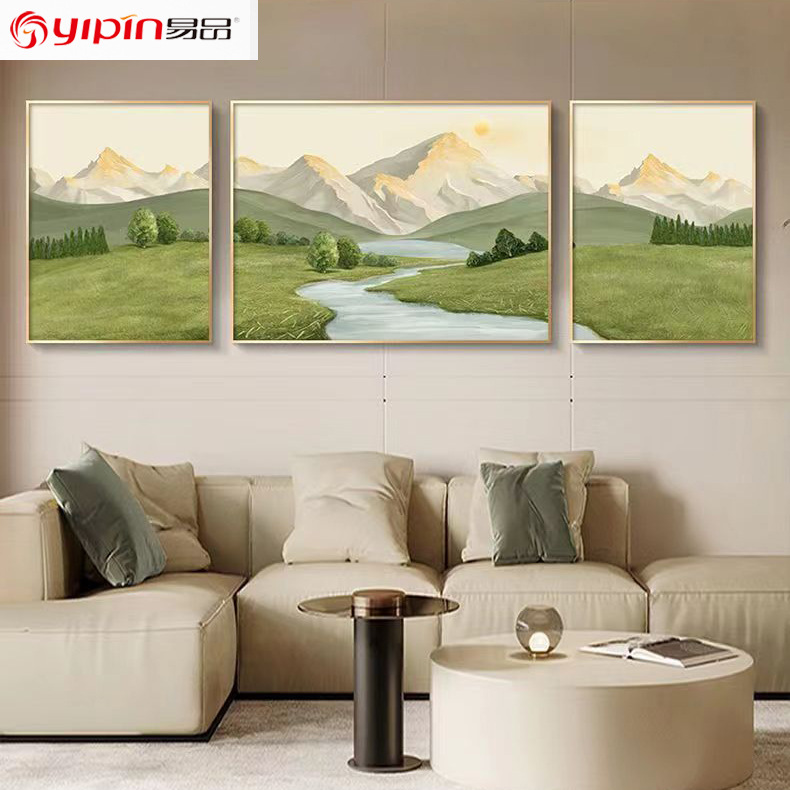 易品 现代简约高档沙发背景墙挂画轻奢风景山水三联壁画客厅装饰画艺术品 其他分类详情1