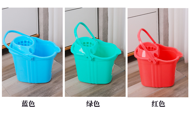 Wheeled plastic floor mop bucket, household cleaning mop bucket, thickened PP mop, wrung water bucket, wheeled household cleaning bucket pic 8