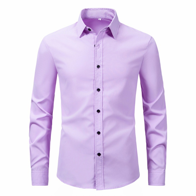 2024 comercio exterior europa y Estados Unidos nueva camisa de hombre moda transfronteriza estilo slim color sólido manga larga hombre top camisa pic 9
