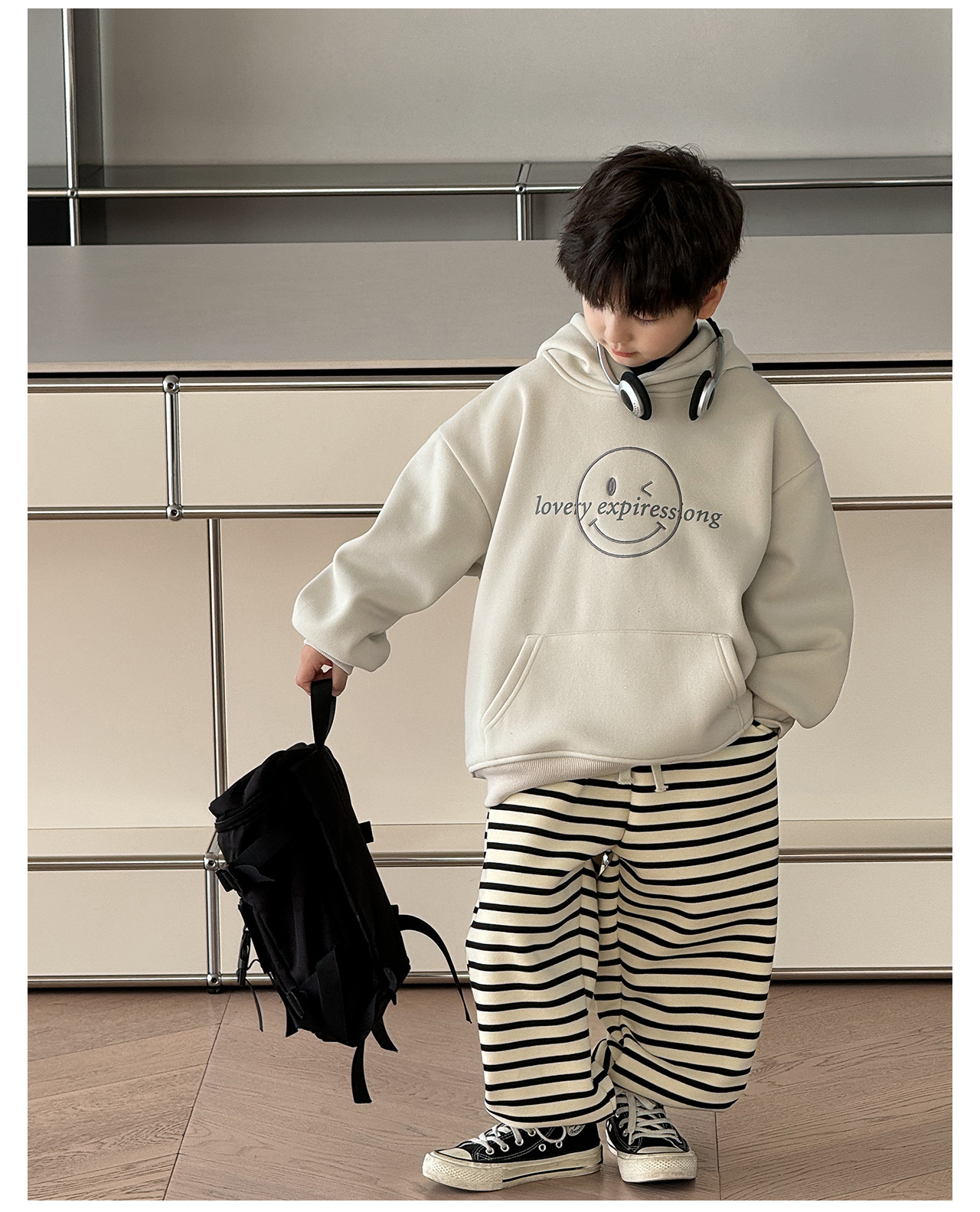 童酷2024儿童冬款湖州织里童装韩版宝宝上衣笑脸刺绣连帽男童卫衣详情30