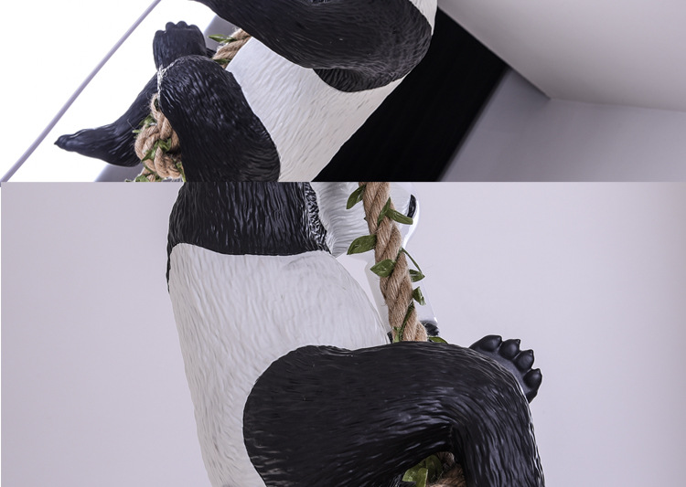 Nordic creative and personalized zoo decoration, hemp rope panda chandelier, bar, restaurant, homestay style wooden house, plant lamp pic 12