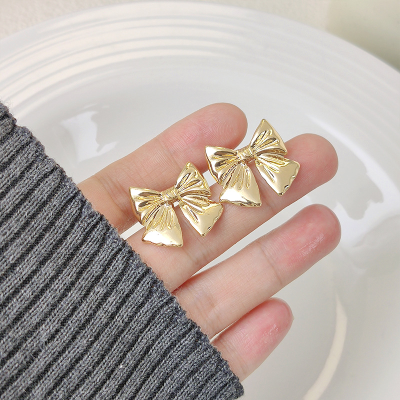 网红fever同款925纯银针金属蝴蝶结耳钉高级感耳环小众复古耳饰品详情28