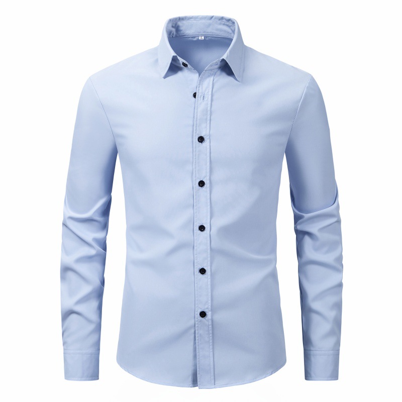 2024 comercio exterior europa y Estados Unidos nueva camisa de hombre moda transfronteriza estilo slim color sólido manga larga hombre top camisa pic 8