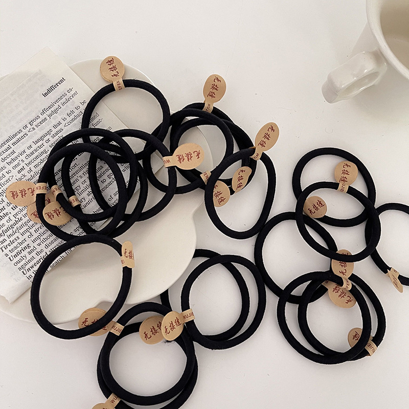 Wholesale of black, simple and basic hair ties for adult female ponytails, seamless high-elasticity hair bands pic 13