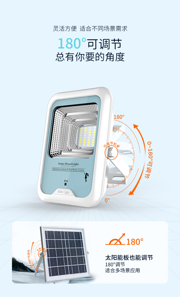 户外道路照明太阳能人体感应灯防水太阳能庭院灯投光灯墙壁草坪灯详情5