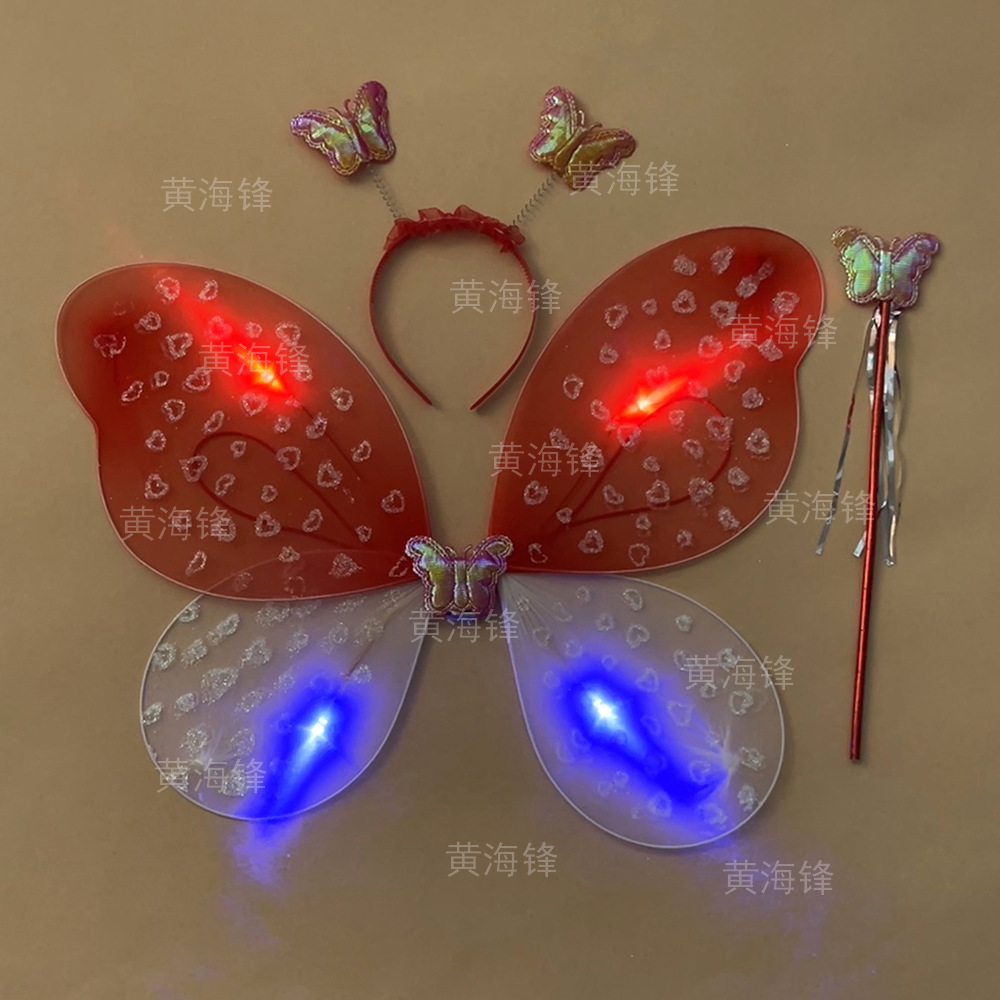 儿童昆虫蝴蝶翅膀三件套跨境节庆表演道具发箍魔法棒蝴蝶精灵套装                              详情14