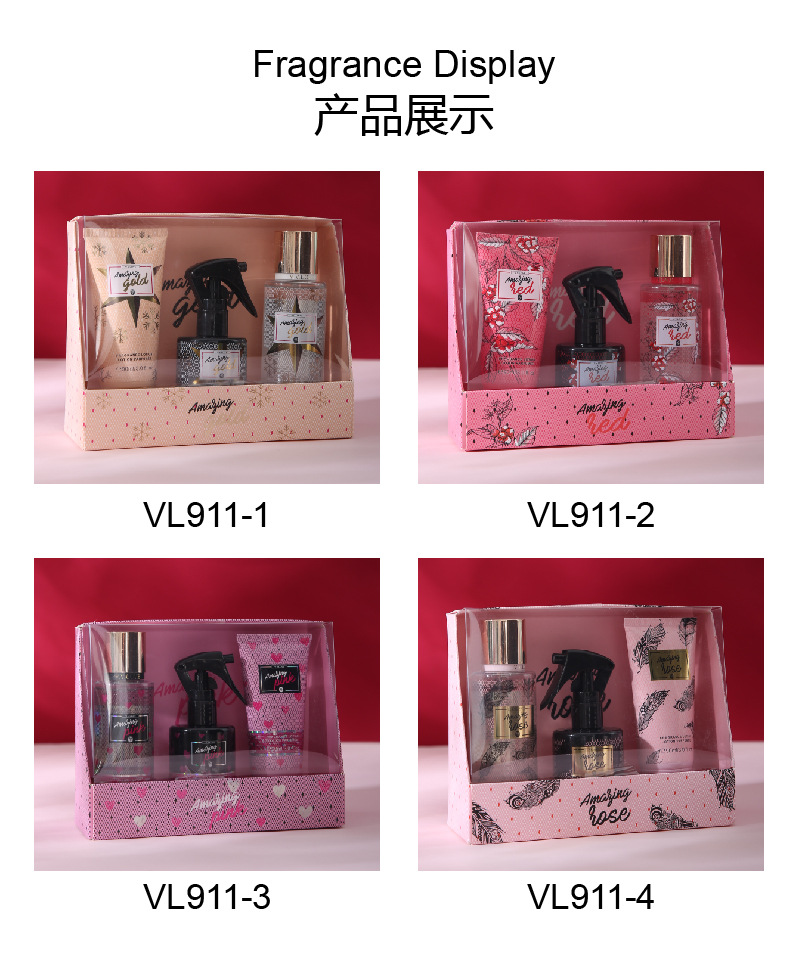 Hair and perfume three-piece set gift box, cross-border perfume, long-lasting body spray, floral and fruit-scented body lotion wholesale pic 2