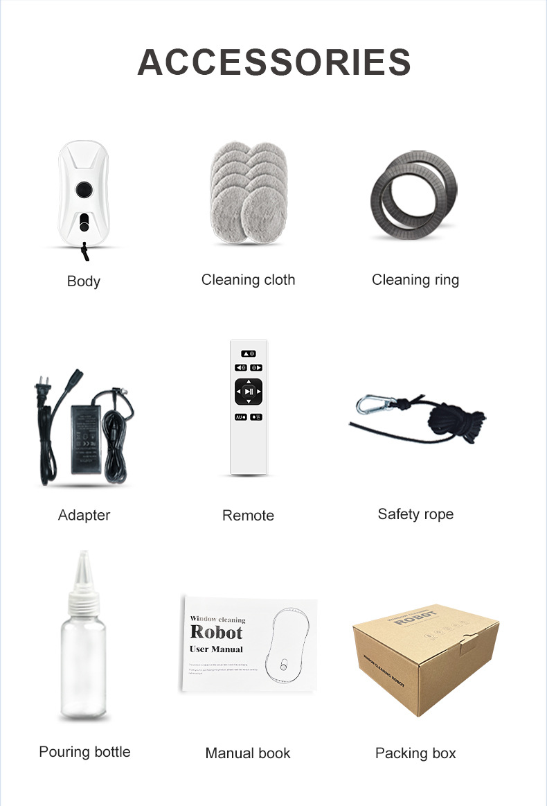【双边喷水】跨境新款擦窗机器人clean robot家用智能双水擦窗机全自动擦玻璃详情8