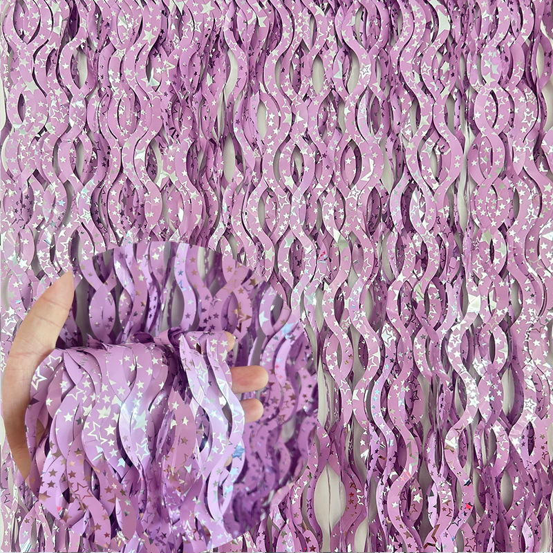 Wholesale of new cross-border 1X2M ceramic curved knife style rain silk curtain S-shaped tassel latte art party decoration background props pic 15