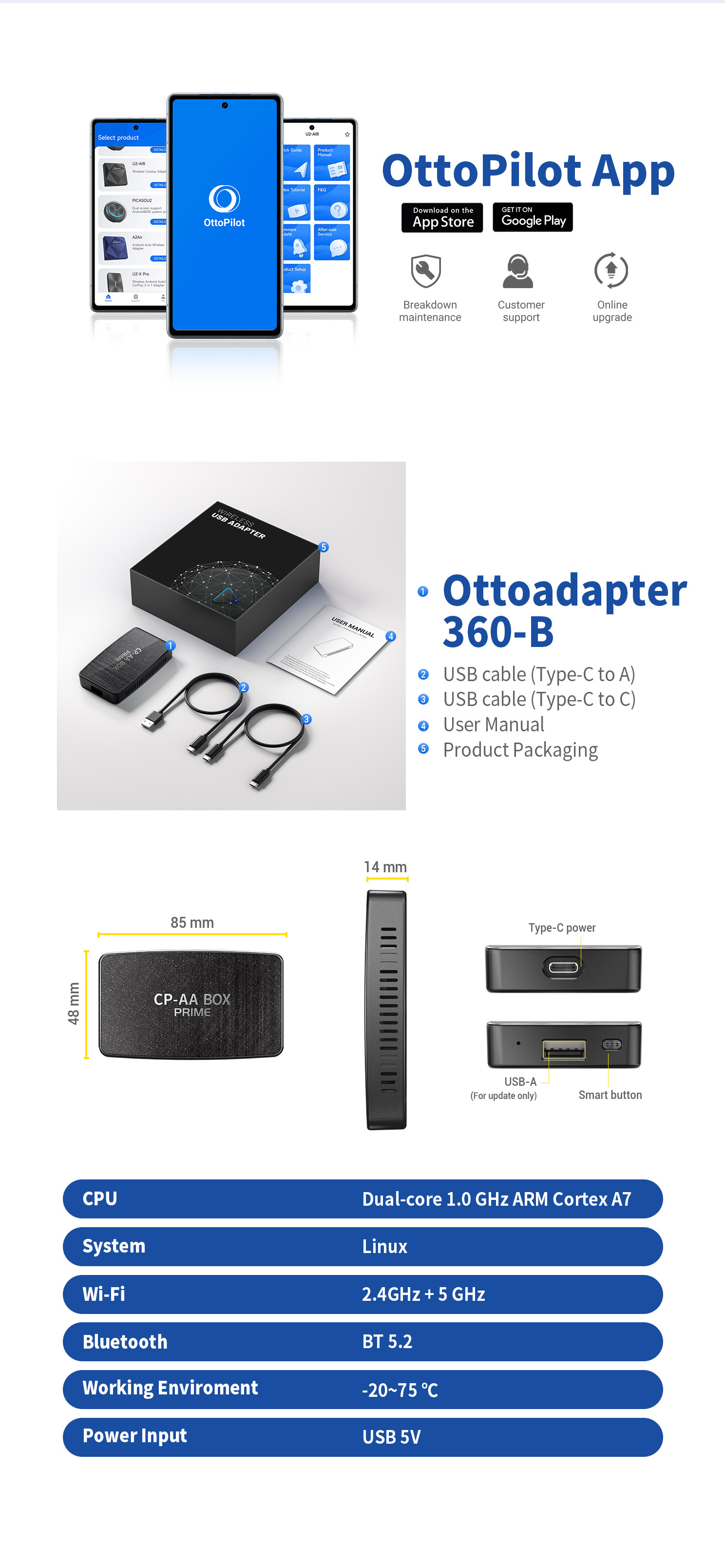 新品CA360三通道有线转无线CarPlay盒子airplay+Android详情14