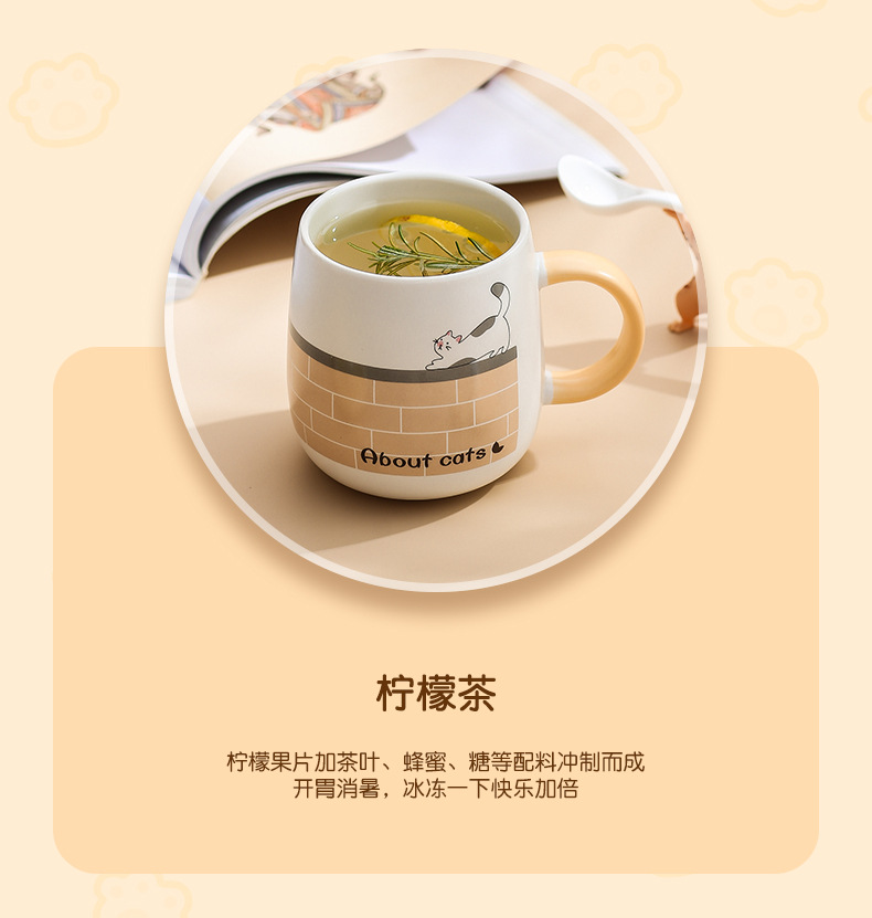 带盖喝水杯家用办公室咖啡杯子茶杯儿童学生马克杯女玻璃陶瓷水杯详情8