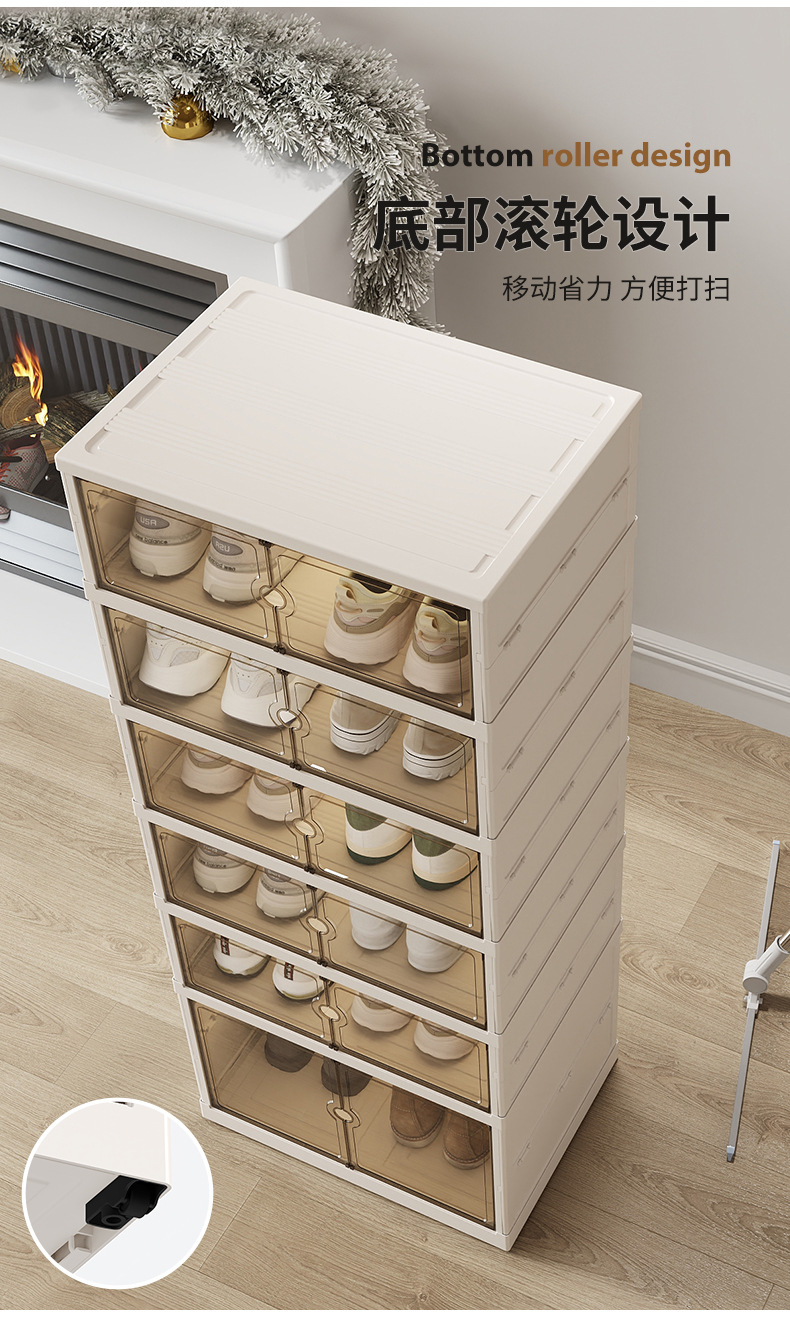 Household large-capacity sneaker storage box, dust-proof shoe cabinet, no installation required, foldable transparent folding shoe box for storing shoes pic 7