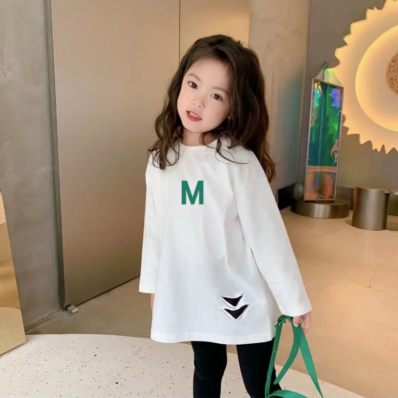 女童中长款开叉T恤2024秋季新款韩系女孩个性不规则长袖卡通上衣详情14
