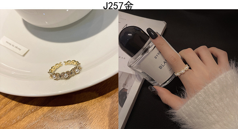 Korean high-end zircon pearl rings for women, retro, niche and light luxury open-top rings, ins style jewelry wholesale pic 17
