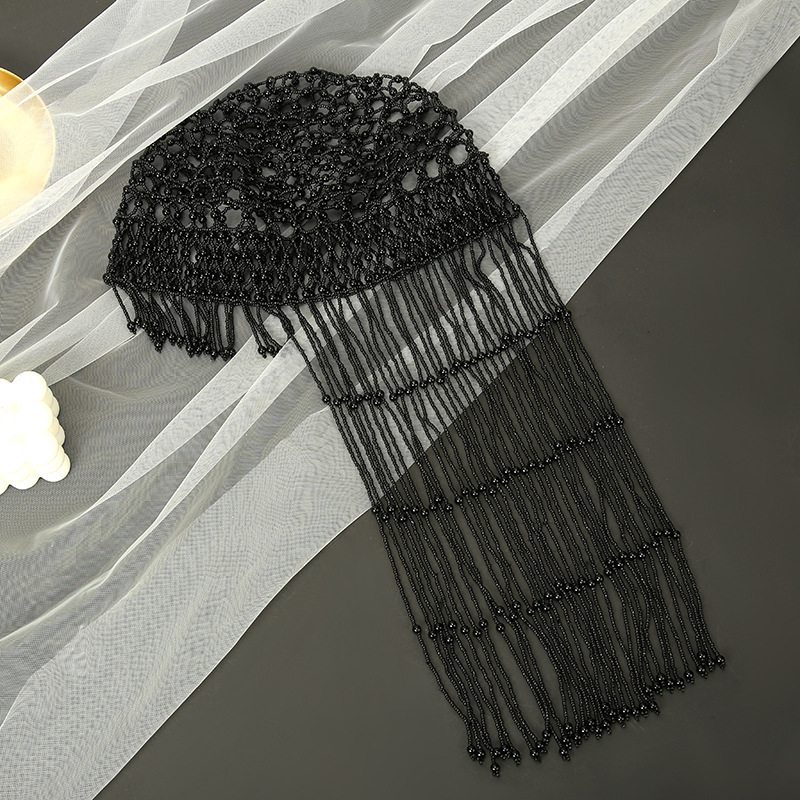 Korean-style pearl top hat, court-style long tassel beaded hat, elegant and elegant bangs hat, wedding dress, hair accessories wholesale pic 13