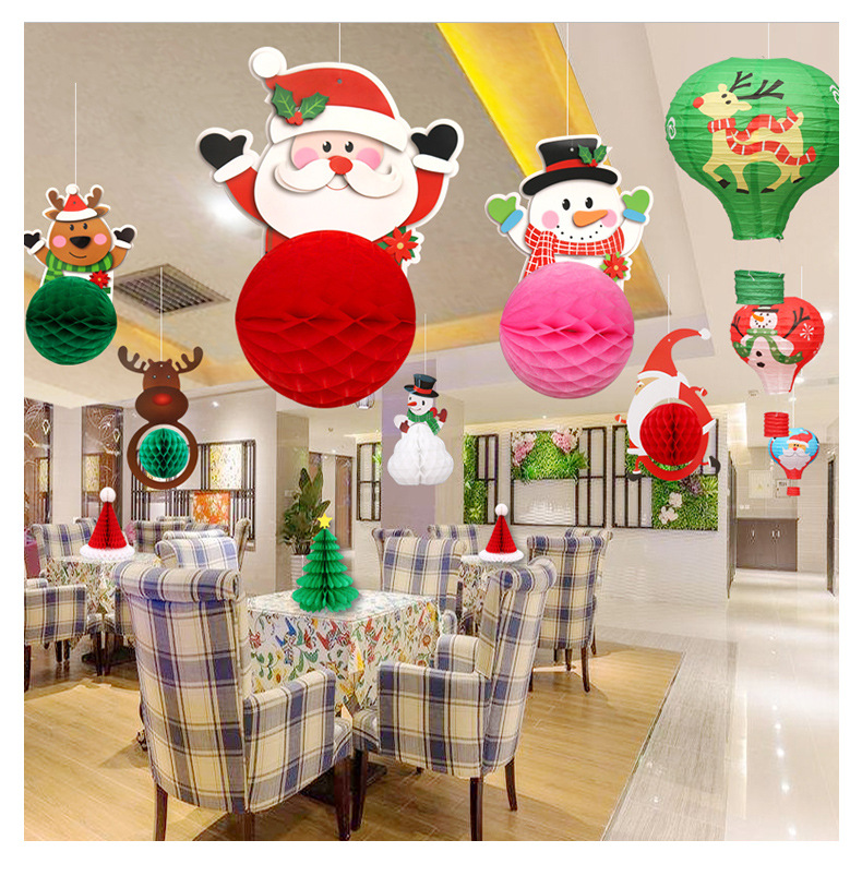 圣诞节蜂窝球拉旗装饰用品店铺场景布置道具蜂窝吊球拉花吊饰挂饰详情7