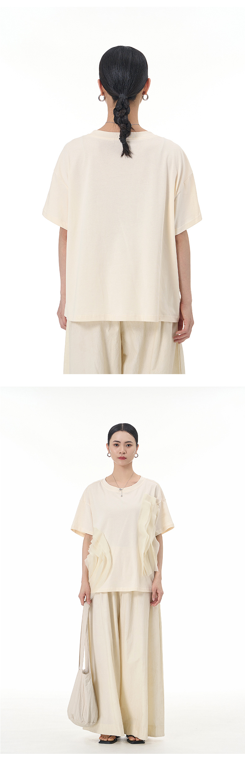 大码女装2025夏新宽松纱网拼接纯棉短袖T恤气质韩版显瘦上衣68852详情19