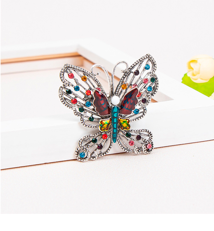 韩版新款蝴蝶胸针彩色镶钻画油昆虫动物胸花胸针女百搭西装别针详情7