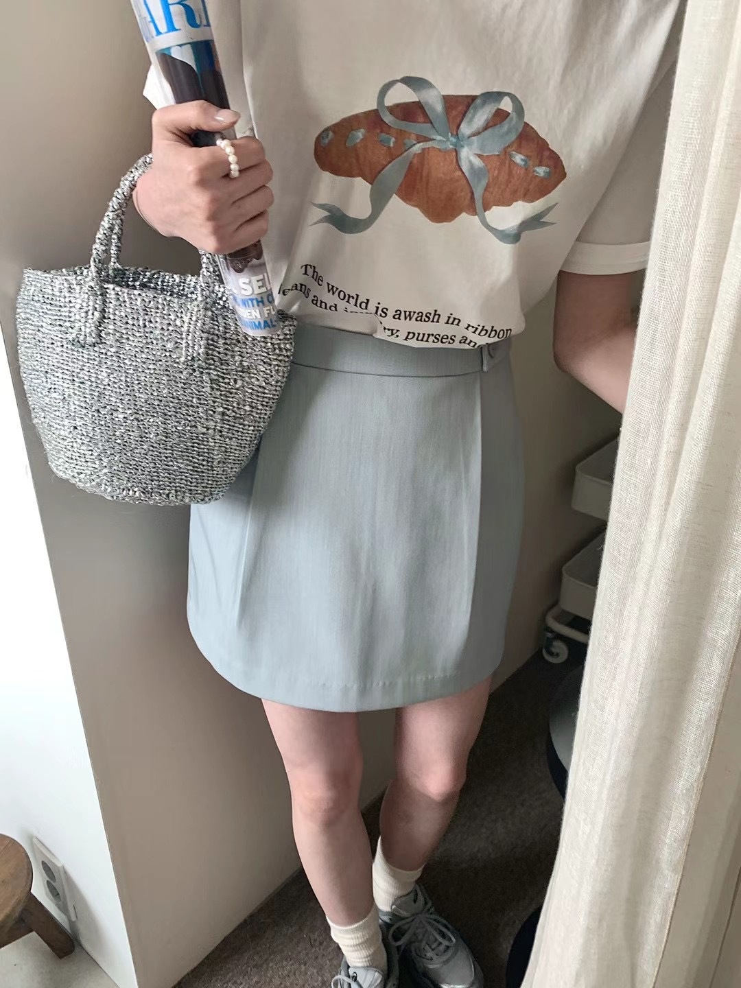 现货 高品质宽松T恤女春夏上衣正肩纯棉短袖夏季设计感韩系打底衫详情18