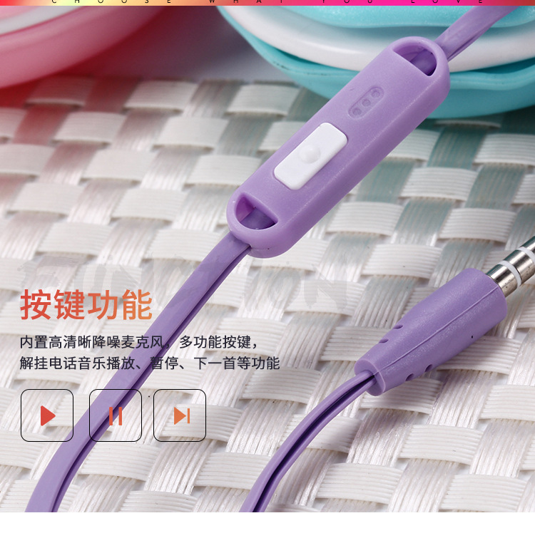 The manufacturer wholesals new cartoon wired in-ear headphones in candy-colored macaron storage cases and student mobile phone headphones pic 12