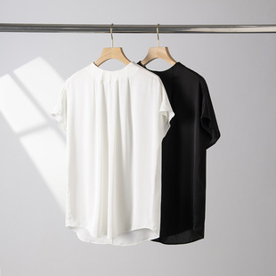 真丝t恤女无袖v领女式桑蚕丝背心女内搭春夏套头纯色上衣批发代发详情8