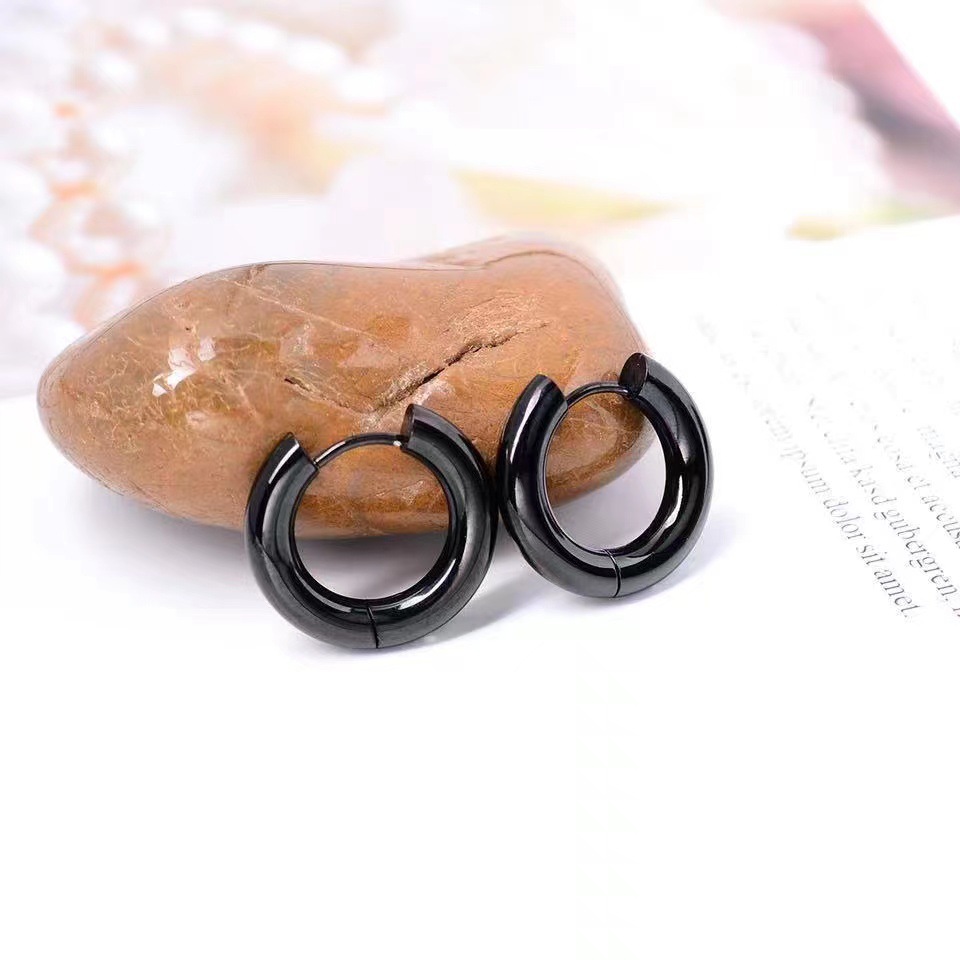 Ins-style titanium steel earrings, simple and fashionable, suitable for both men and women. Gold earrings with round rings and stainless steel earrings pic 40