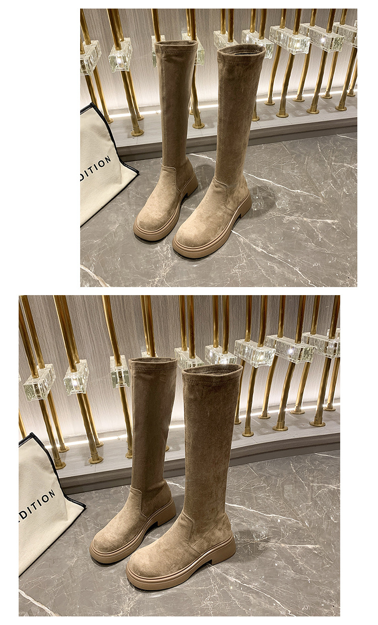 小个子长筒靴子女2024秋冬新款绒面弹力瘦瘦靴显瘦高筒性感长靴子详情18