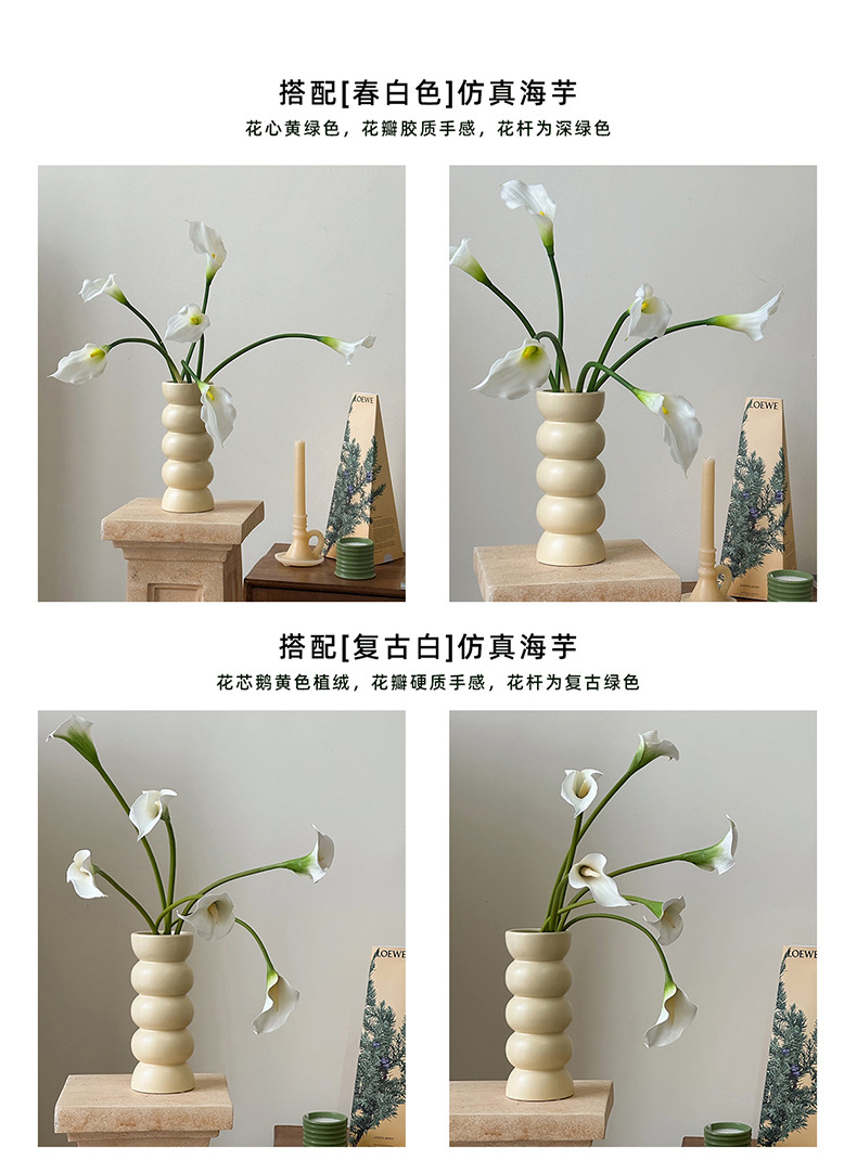 2023 new retro black simple ceramic vase, living room countertop decorative item, home TV cabinet, flower arrangement red vase pic 10