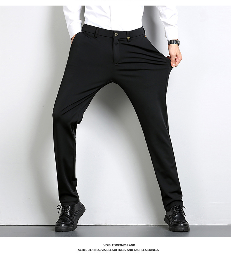 High-end business casual pants for men 2022 autumn and winter, thickened long pants, youth straight, elastic, wrinkle-free and drape dress pants pic 30