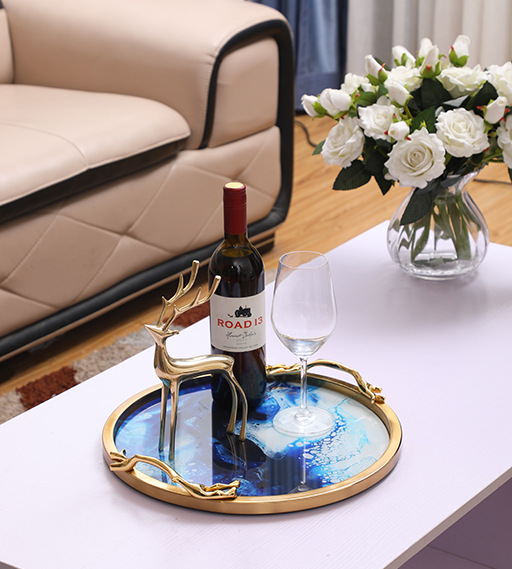 Nordic light luxury style glass storage trays, home decoration ornaments, tea sets, discs, crystal porcelain paintings, metal handicrafts pic 9