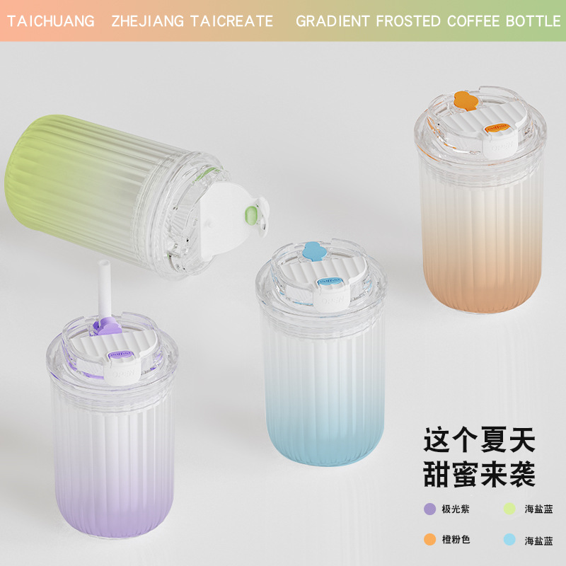 可爱便携大容量小熊水杯夏季女生网红吸管杯萌兔兔爆款塑料杯批发详情3