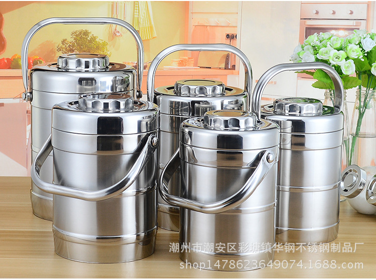 Factory direct sales of stainless steel vacuum pot double-layer insulated lunch box, straight Chinese-style insulated food compartment bucket pic 13