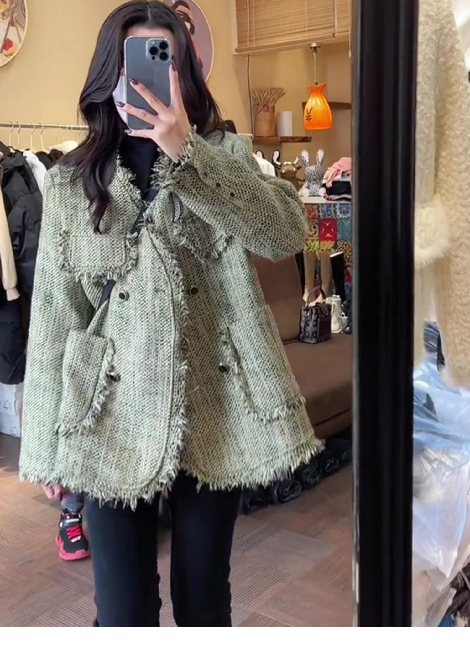 A new Korean-style loose tassel and small Chanel fringed thickened coat for women in the autumn and winter of 2023 pic 12