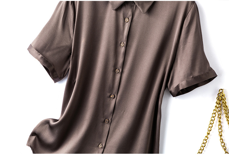 Silk short-sleeved shirt, a new summer professional shirt for women, with a unique design sense and a niche commuting top made of mulberry silk pic 46