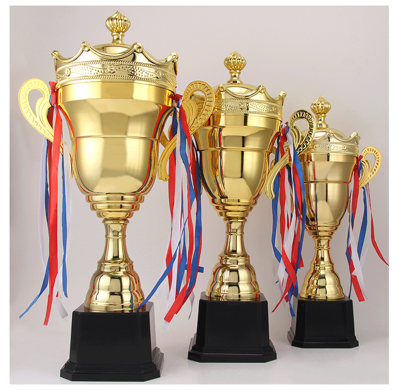 Metal universal large trophy, basketball and football sports meeting champion, alloy electroplated trophy, double-ear covered gold cup pic 14