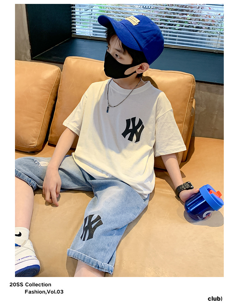 童装2023新款男童夏季套装中大童男孩夏装儿童短袖字母印花两件套详情13