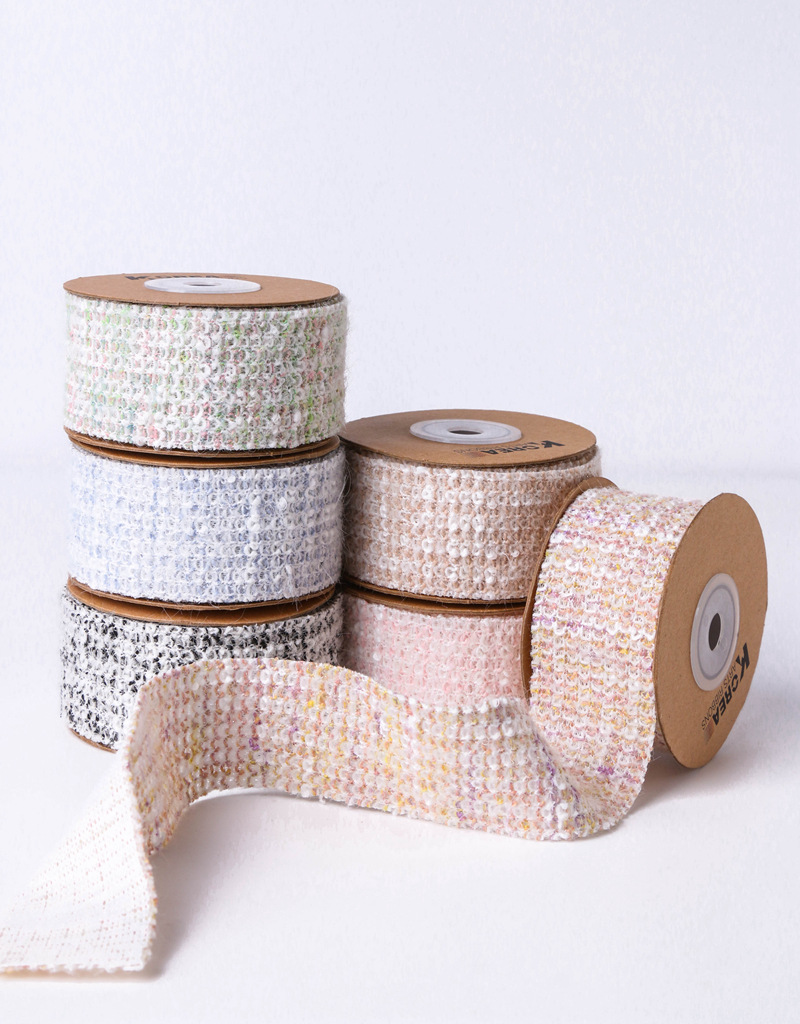 Autumn and winter collection with scallion plush color-block woven chanel-style webbing, DIY bow hair accessory material bag, clothing collar pic 13