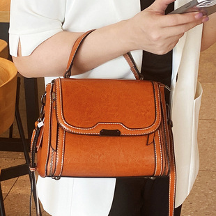 双肩包女2022新款真皮女包时尚油蜡牛皮双肩背包高级感女士背包详情63