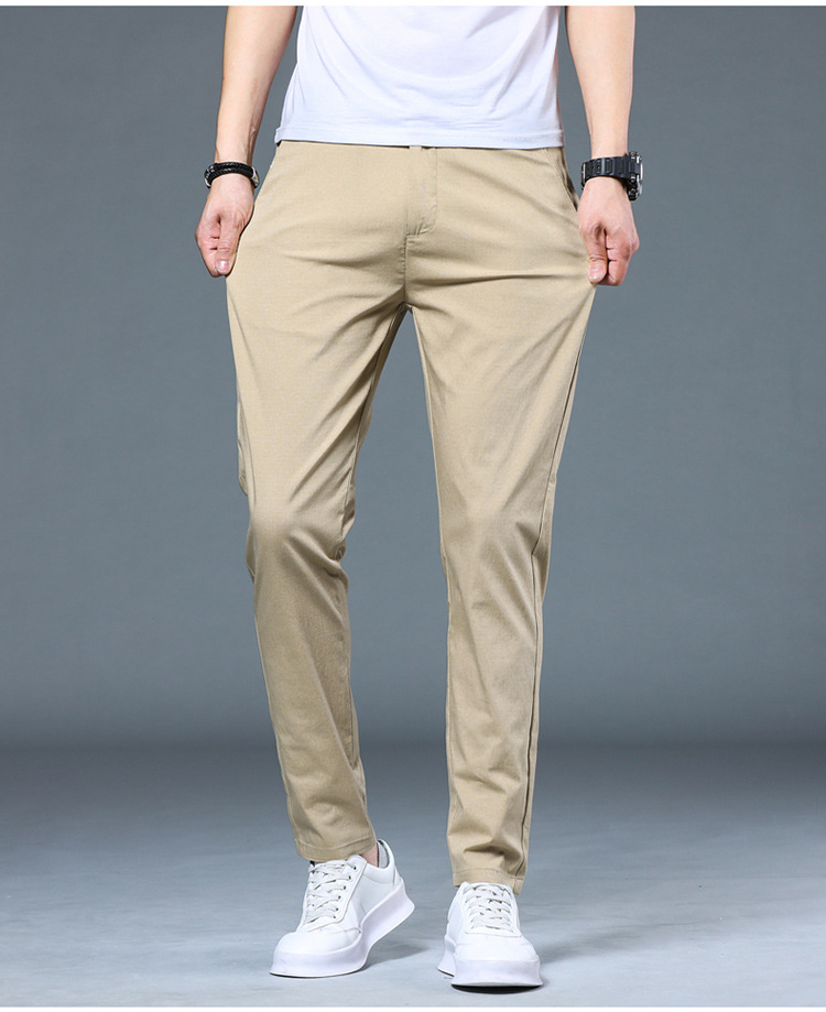 夏季薄款休闲裤男款修身直筒透气弹力冰丝百搭潮流男裤子批发凉感详情20
