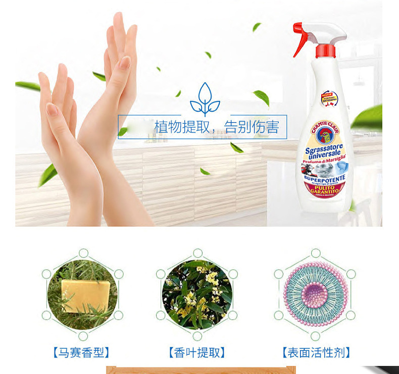 Wholesale of Italian Rooster kitchen cleaner, metal range hood and white shoe heavy oil stain Remover pic 18