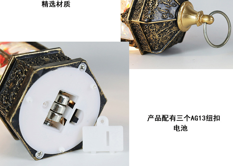 跨境新款圣诞装饰品LED风灯圣诞微景观复古小夜灯创意圣诞节礼物详情8