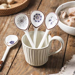 New Japanese ceramic spoons with high appearance standards, household cartoon long-handled soup spoons, tableware spoons and dessert spoons, can be printed with logos pic 9