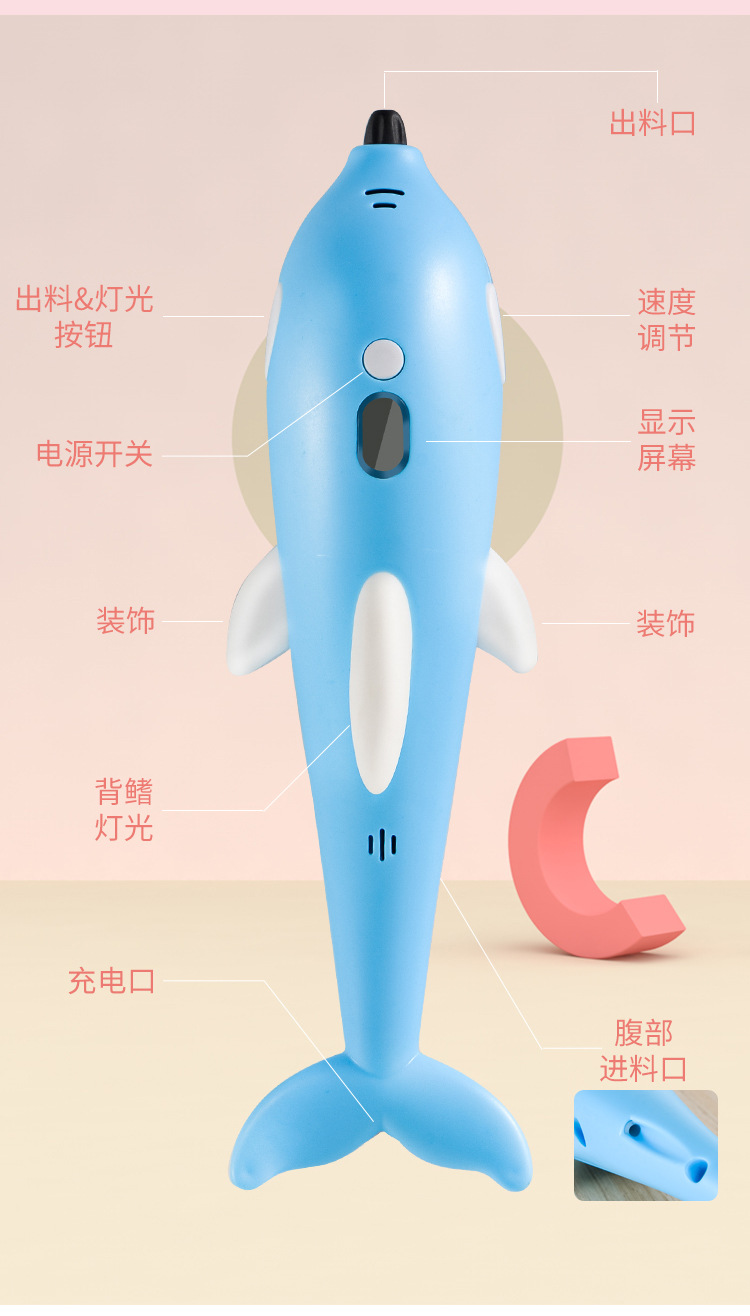 厂家批发3d打印笔儿童美术立体绘画套装涂鸦笔DIY玩具低温3D画笔 贝慧玩具 1详情14
