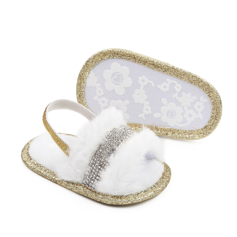 0-1岁宝宝鞋毛毛凉拖水钻室内宝宝鞋学步鞋批发 2760详情5