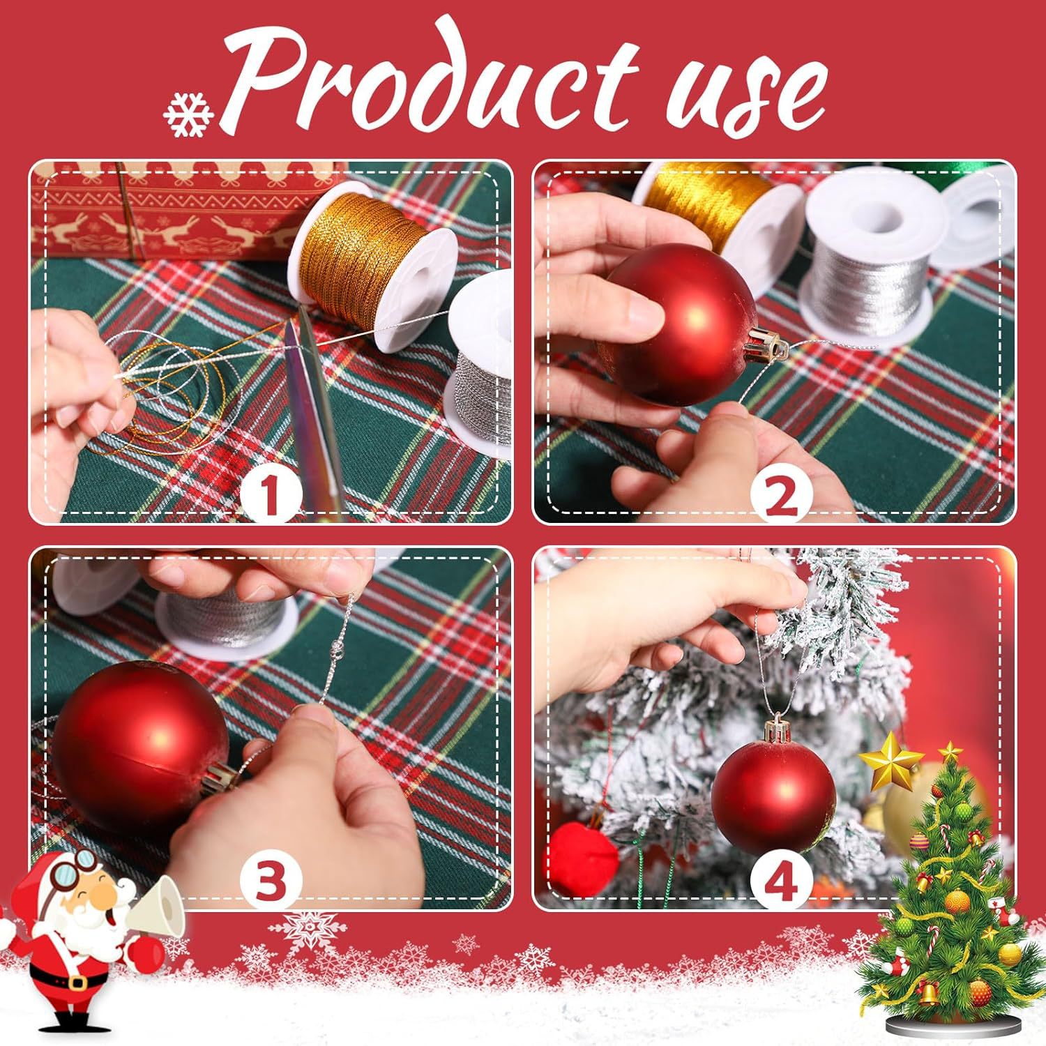 Gold wire tag rope, 8-strand gold and silver wire, Christmas craft rope, gift packaging line, DIY jewelry line, 100 meters per roll pic 3