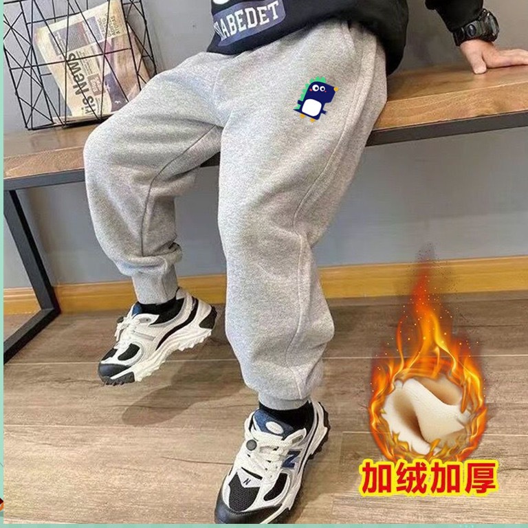 女童加绒裤子男童棉裤秋冬季加厚一体绒保暖外穿儿童休闲运动卫裤详情17