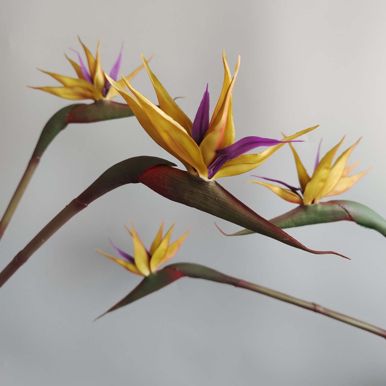 Soft rubber paradise Bird Crane Orchid New Chinese-style home model room decoration design, overseas wedding photography artificial flower pic 4