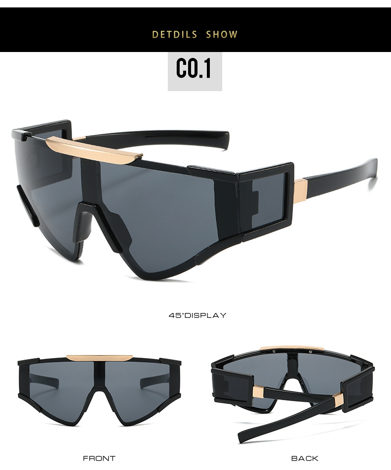 2023新品巴尔家个性骑行运动太阳镜  跨境一体多镜片三角时尚墨镜详情7